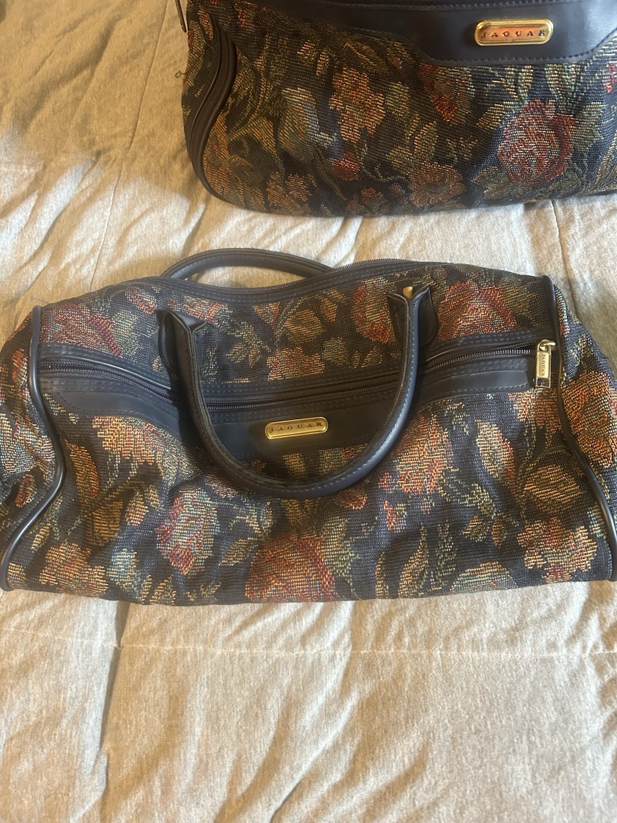 Jaguar Vintage 3 Piece Floral Tapestry Luggage Set Excellent Used Condition USA