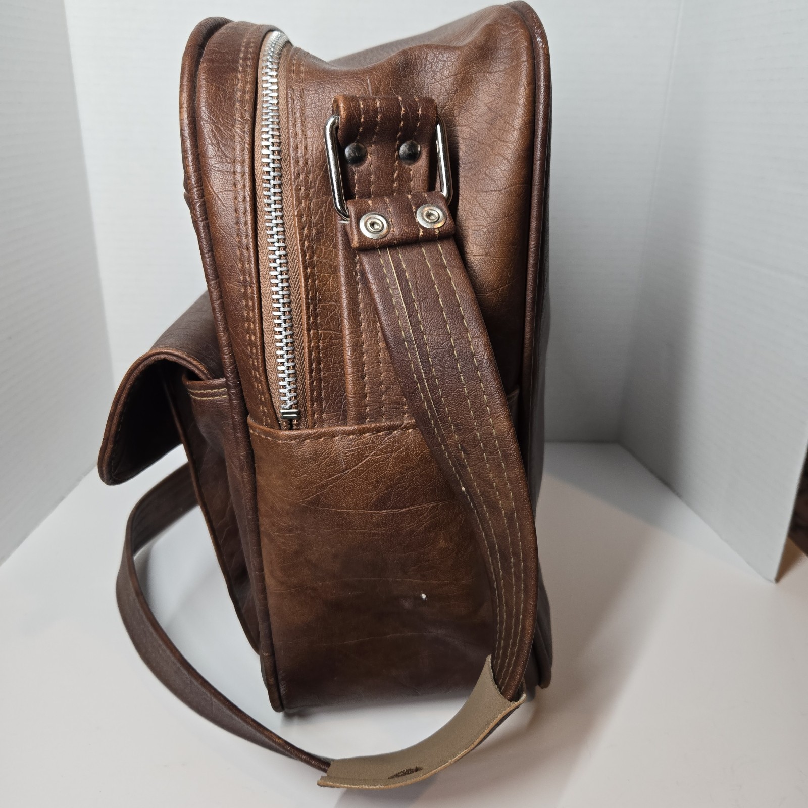 Vintage 70s Samsonite Sonora Shoulder Bag Carry-On Luggage Brown Leather 13x11x6