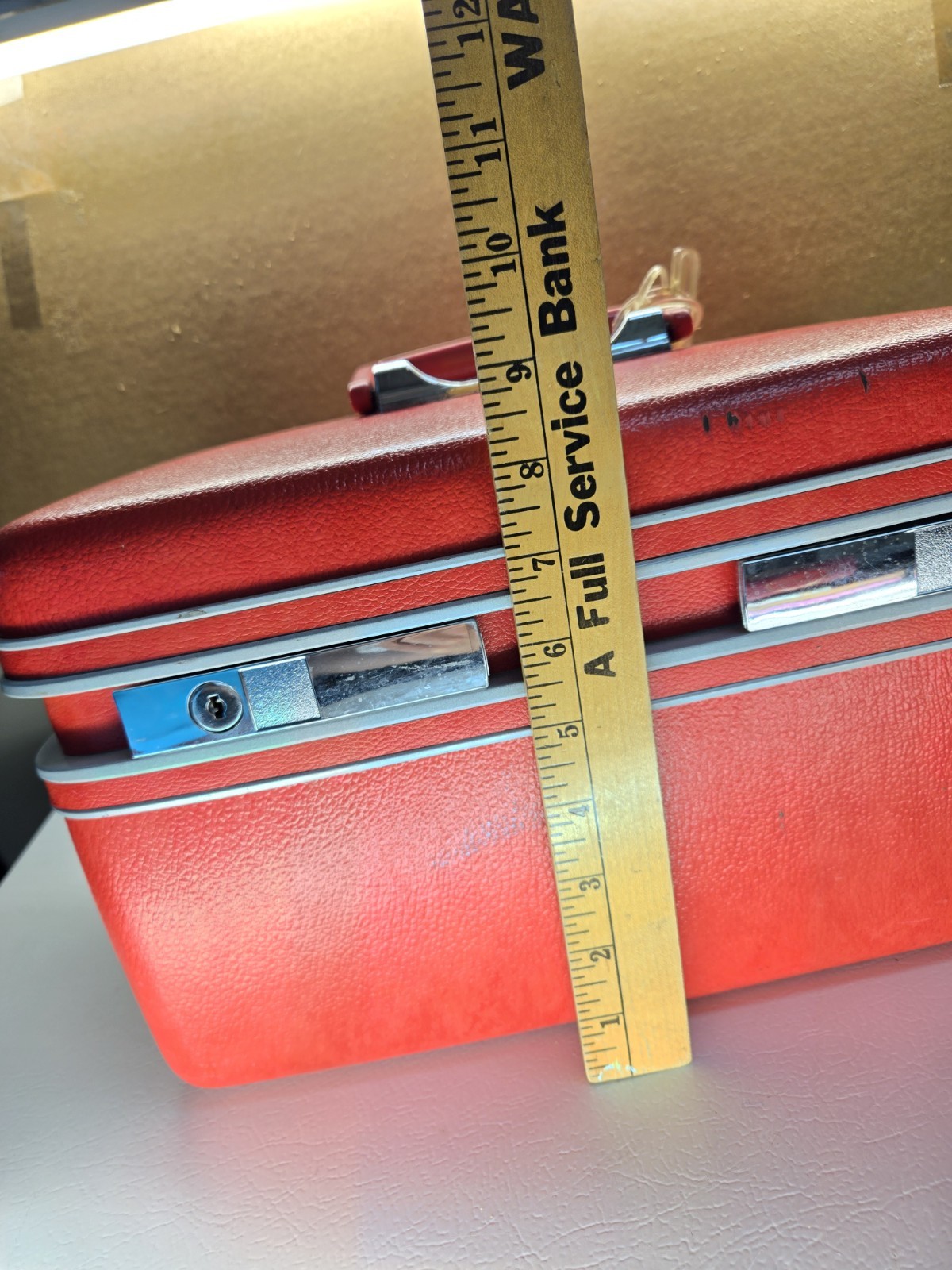 Vintage Sears Courier Samsonite Train Case Red Makeup Box Mirror Tray MCM