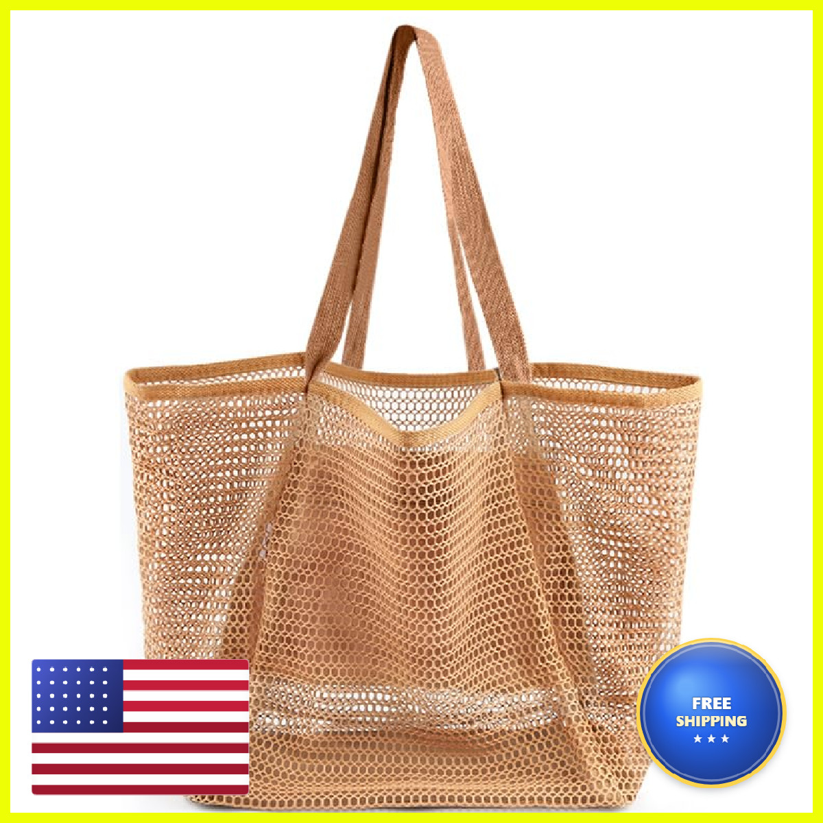 Hohom Beach Bags For Women Summer Travel Mesh Tote Bag Large Inner Pocket