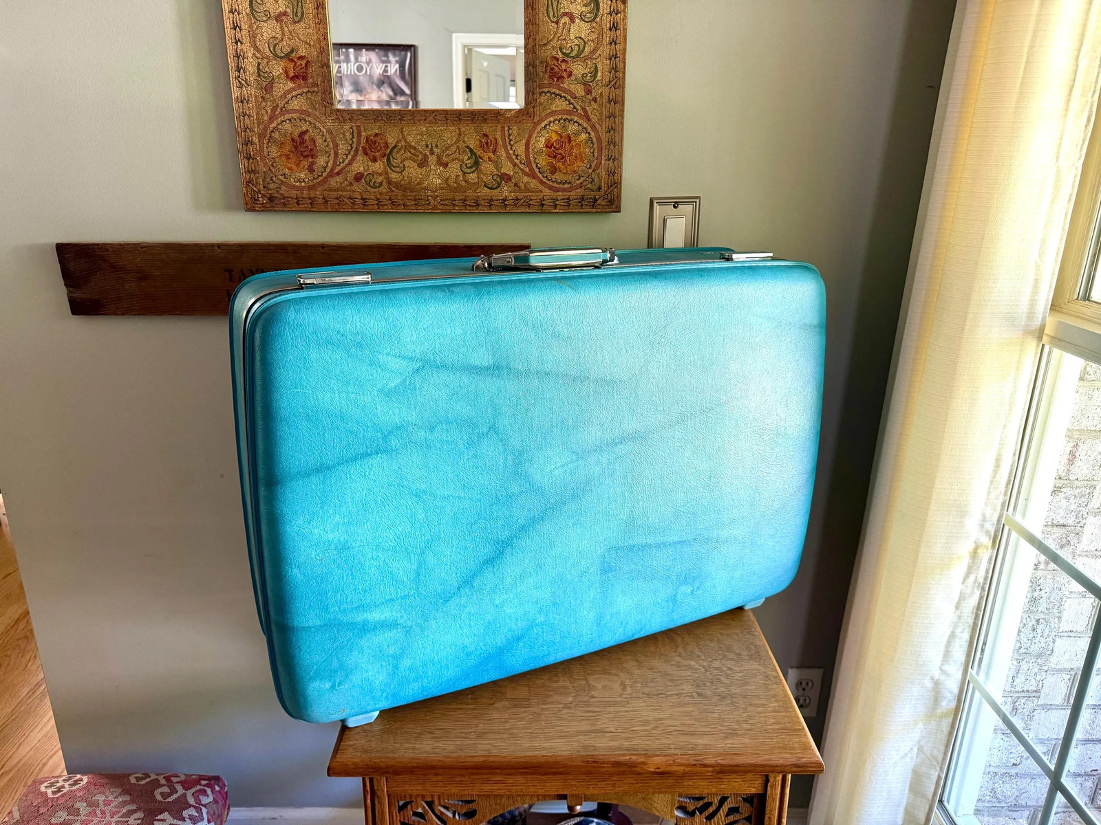 Vtg American Tourister Turquoise Marbled Luggage | American Tourister Suitcase