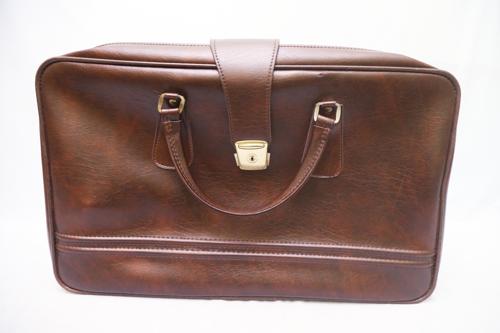 valigia cuoio pelle anni 70 grande vintage foderata viaggio marrone