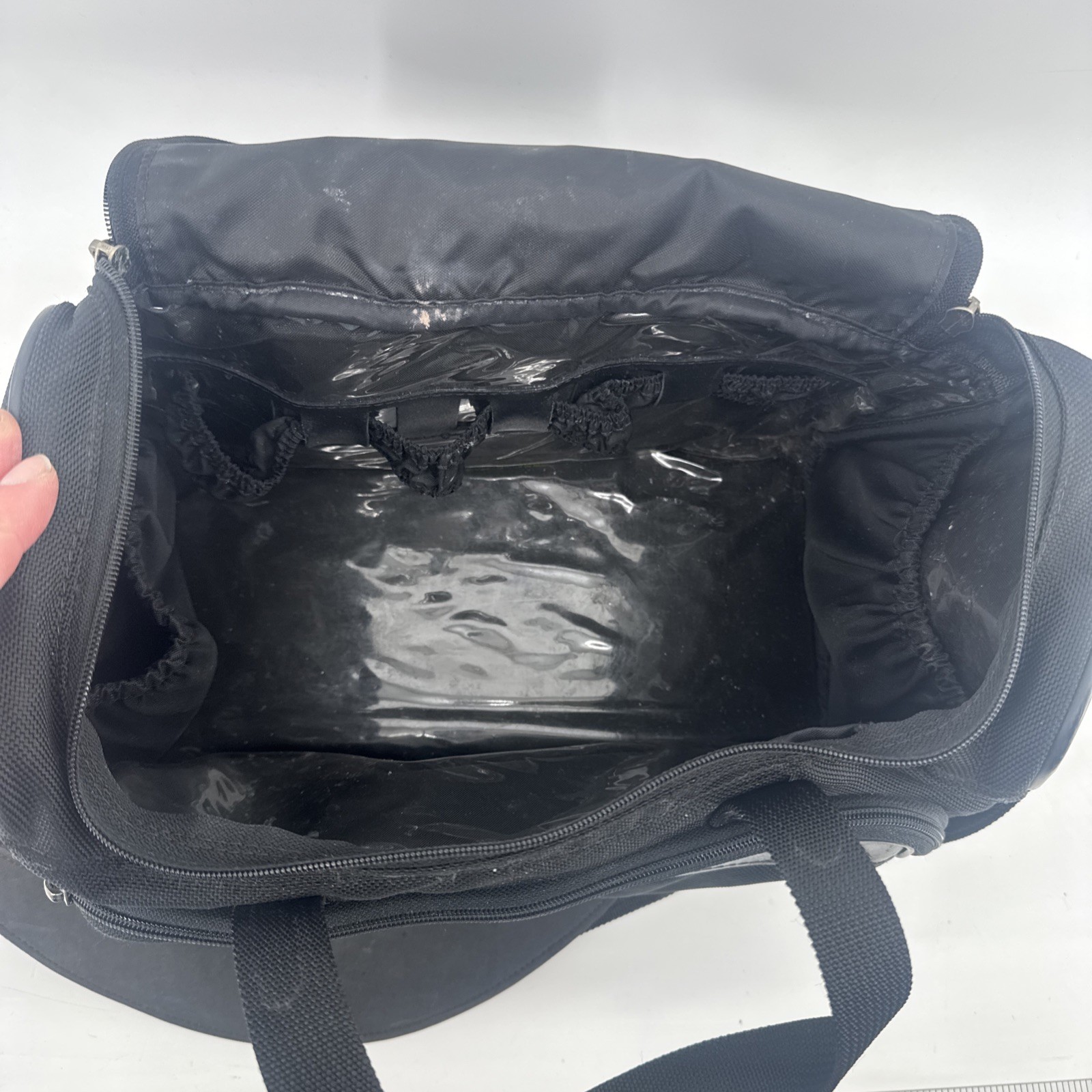 Hartmann Black Ballistic Nylon Leather Trim Cosmetic Bag