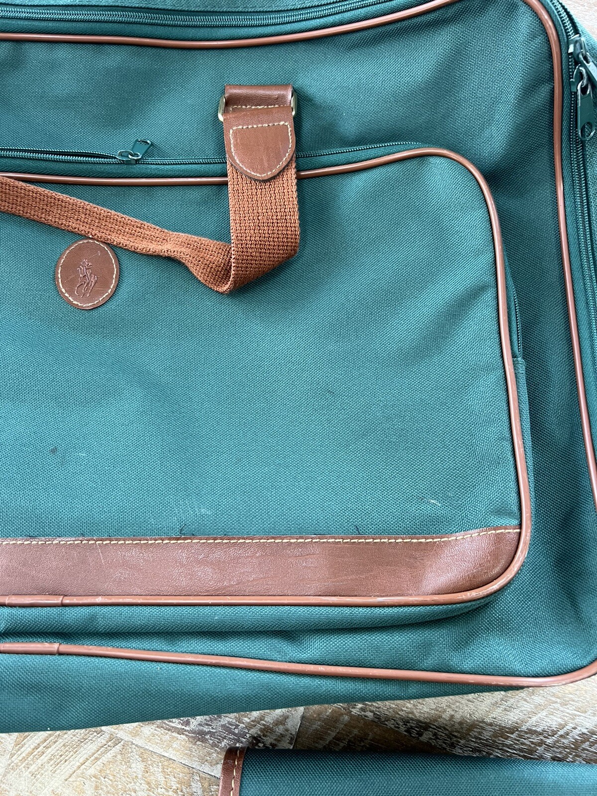 Vintage Ralph Lauren Green Canvas Travel Carry On Bags Lot