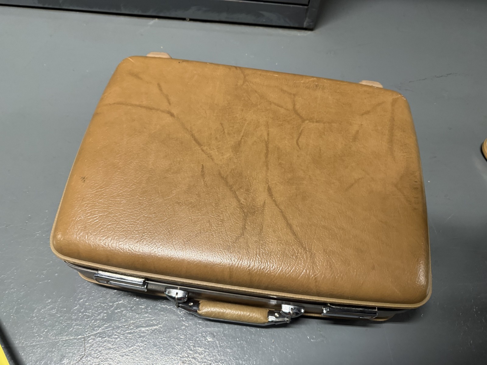 Vintage American Tourister Briefcase Hard Shell Brown Luggage-Mid Century