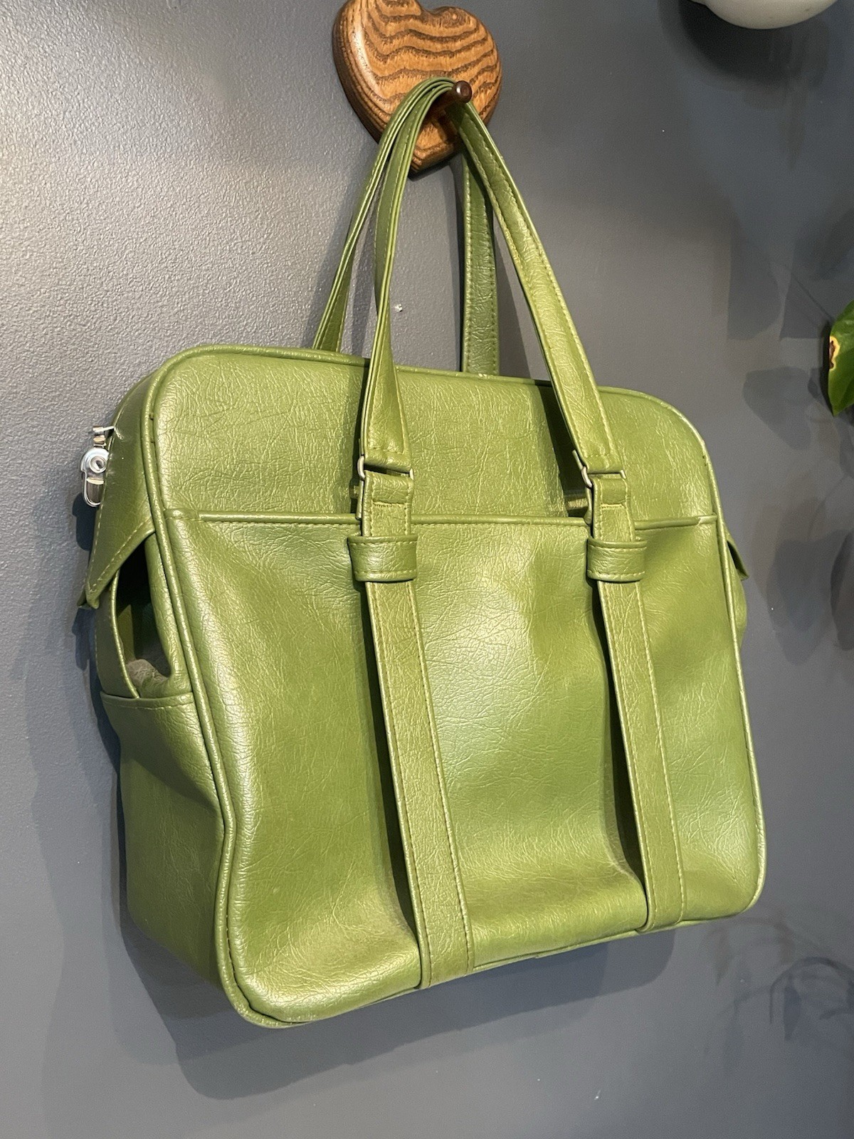 Vintage Samsonite Silhouette Denver, CO Green Zipper Carry-on Train Bag Handles