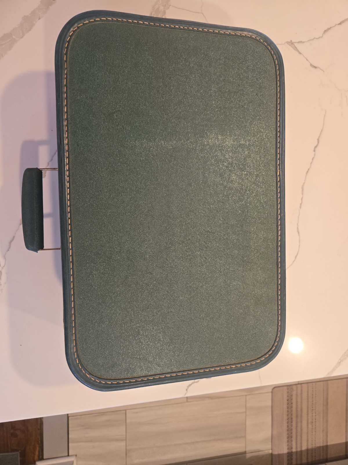 Vintage Lady Baltimore Green Hardside Suitcase W/Brass Fittings, 17×11.5 X 6.6