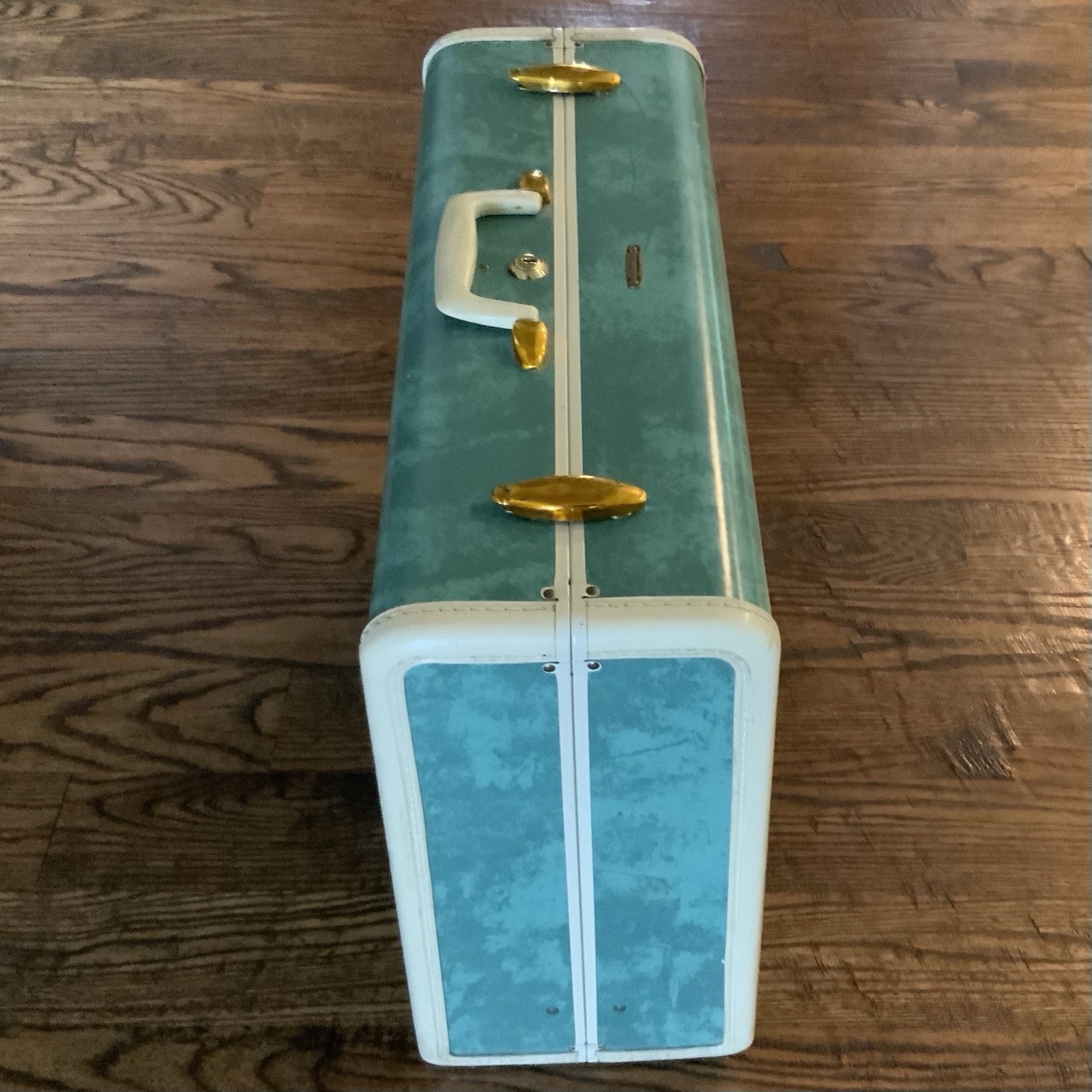 Vintage 1950s Samsonite Suitcase Bermuda Green Marbled 21″ Big Schwayder Luggage