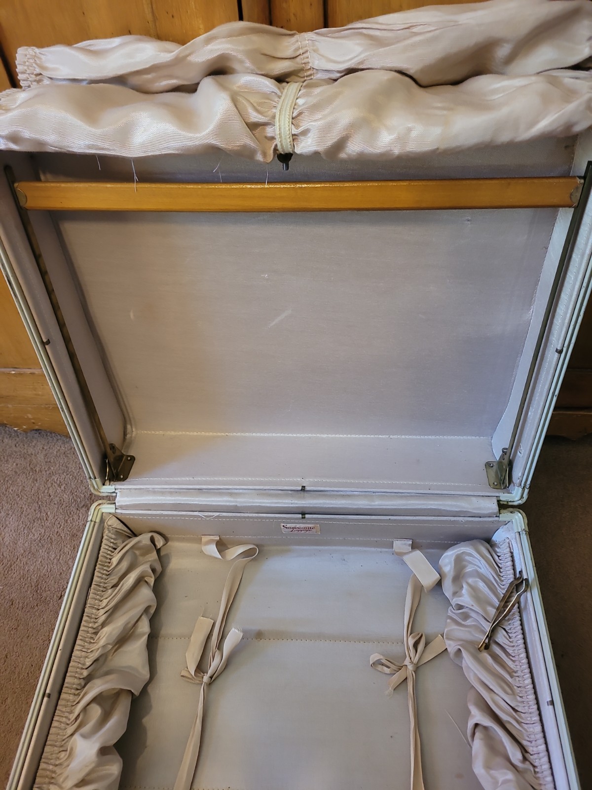 Vtg 1950s Samsonite Bermuda Green Marbled 21″ Suitcase Schwayder Luggage Key