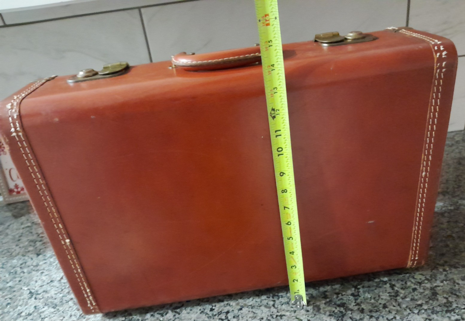 Maximillion NY Brown Leather Suitcase Vintage Hardcase 21x13x6.5