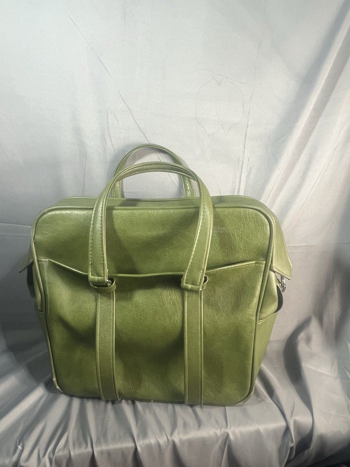 Vintage Samsonite Silhouette Denver, CO Green Zipper Carry-on Train Bag Handles