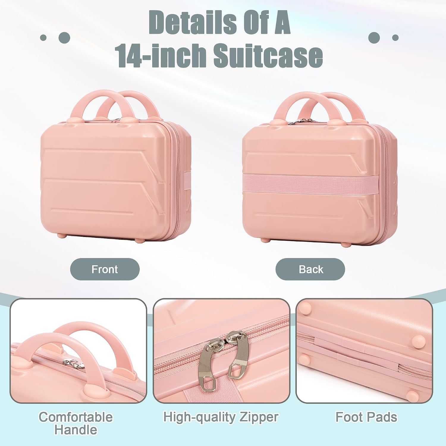 14/20 Inch 2 Piece Luggage Set with Cosmetic Bag,Abs Hard Shell Spinner Suitcase