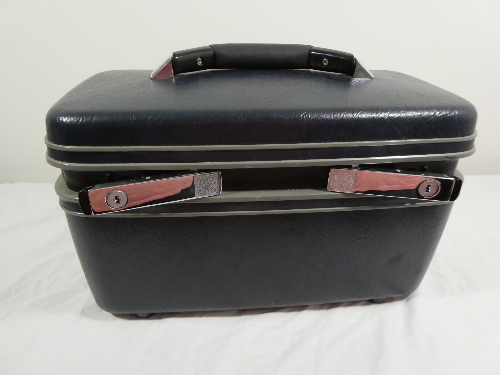 Vintage Samsonite CarryPac 12 Hard Shell Train Case Makeup Bag Luggage Blue 1987