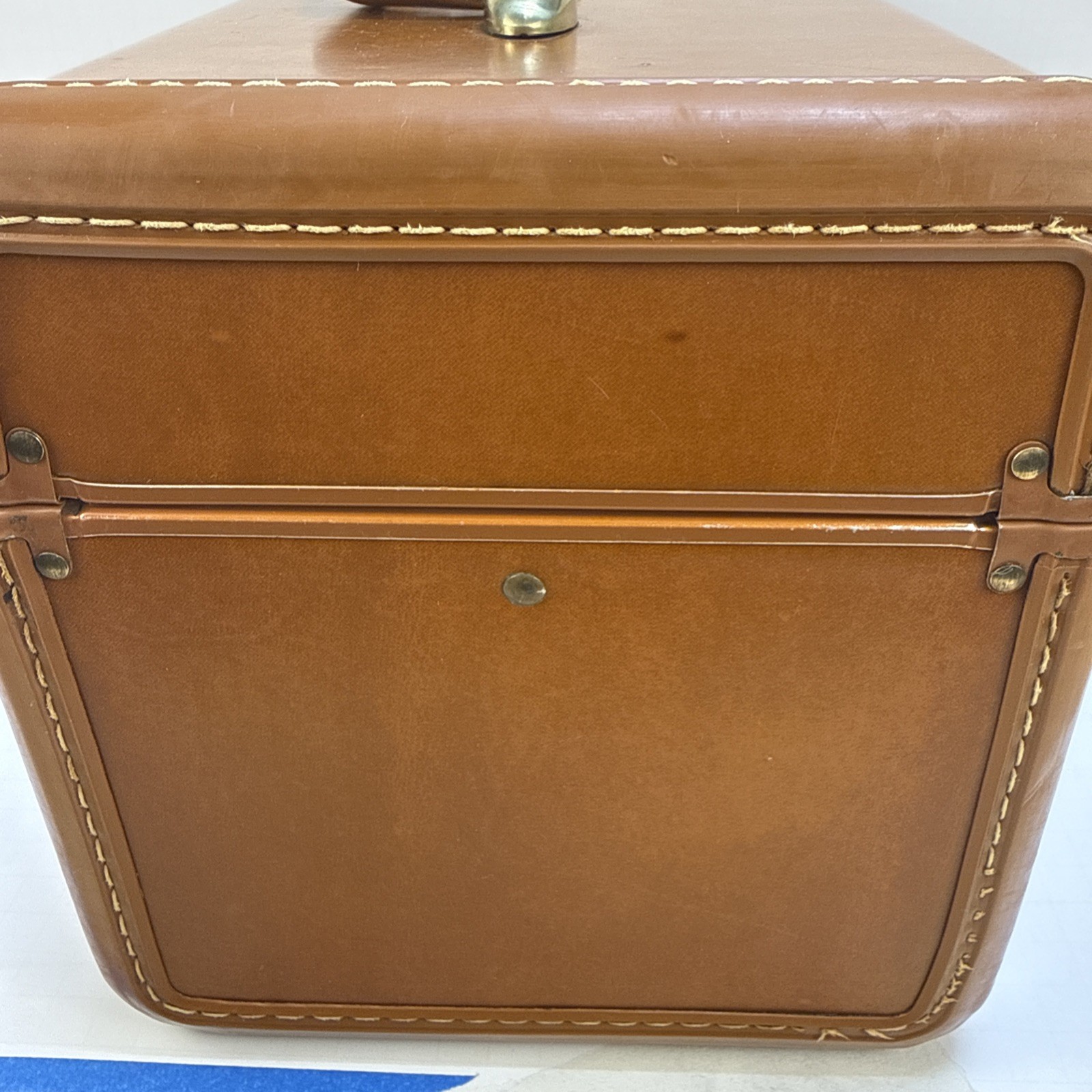 Vintage Samsonite Shwayder Bros Leather Luggage Train Case Brown No Key