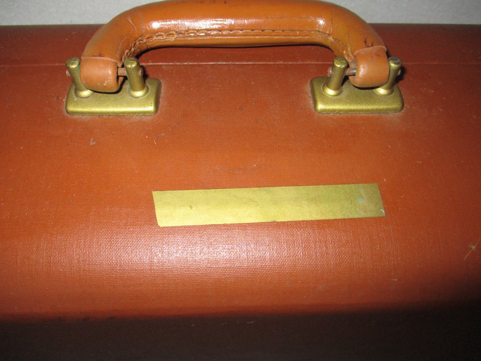Brown Tweed/Leather Vintage Travel Suitcase Luggage 21x13x7 Free Shipping