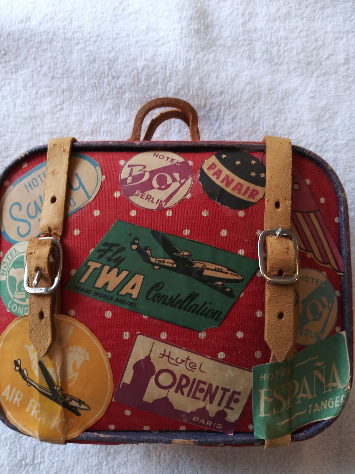 Vintage Miniature Luggage With Airline And Hotel Stickers From 1950s