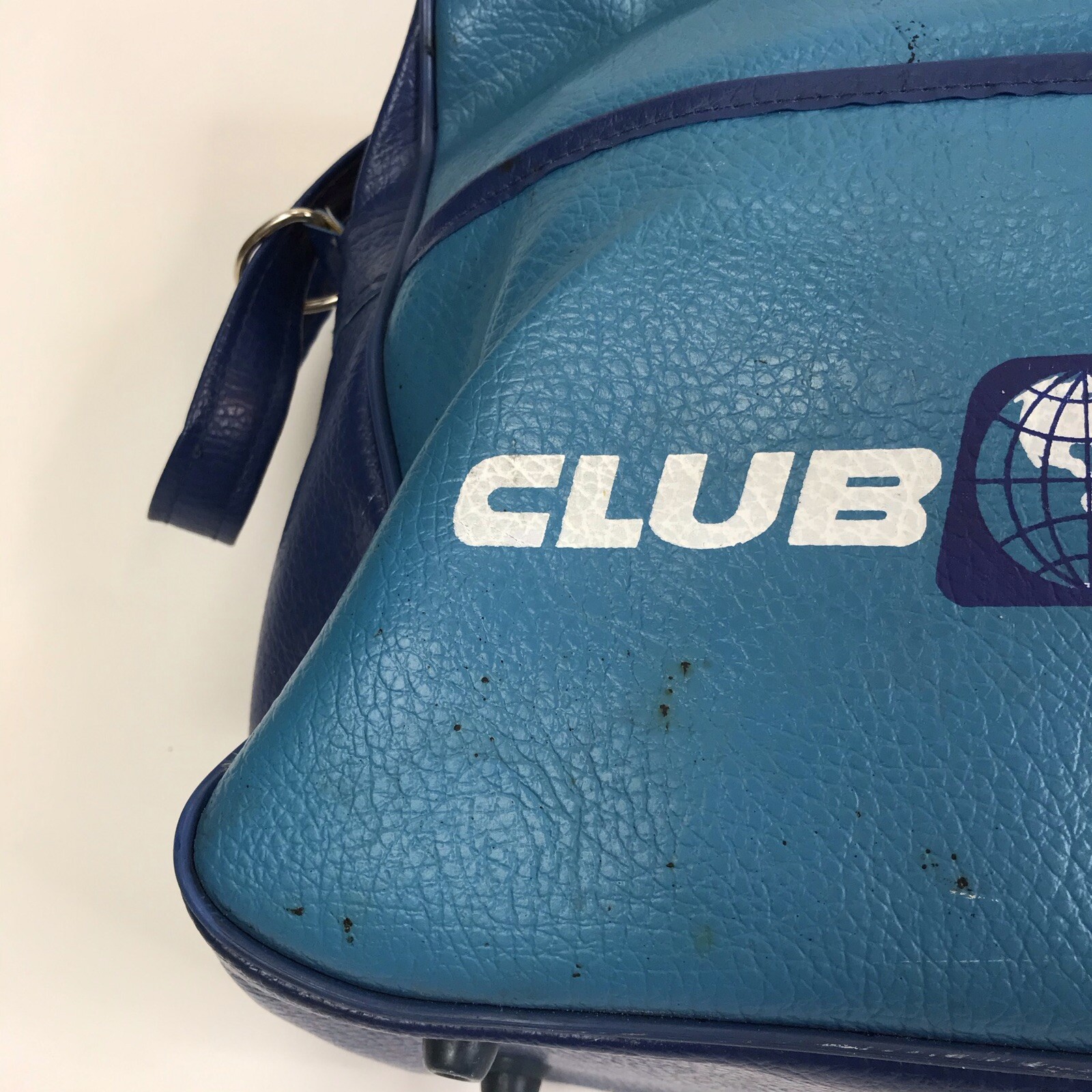 Vintage 70’s Naugahyde Travel Bag Club Universe Unitours Blue Footed Retro