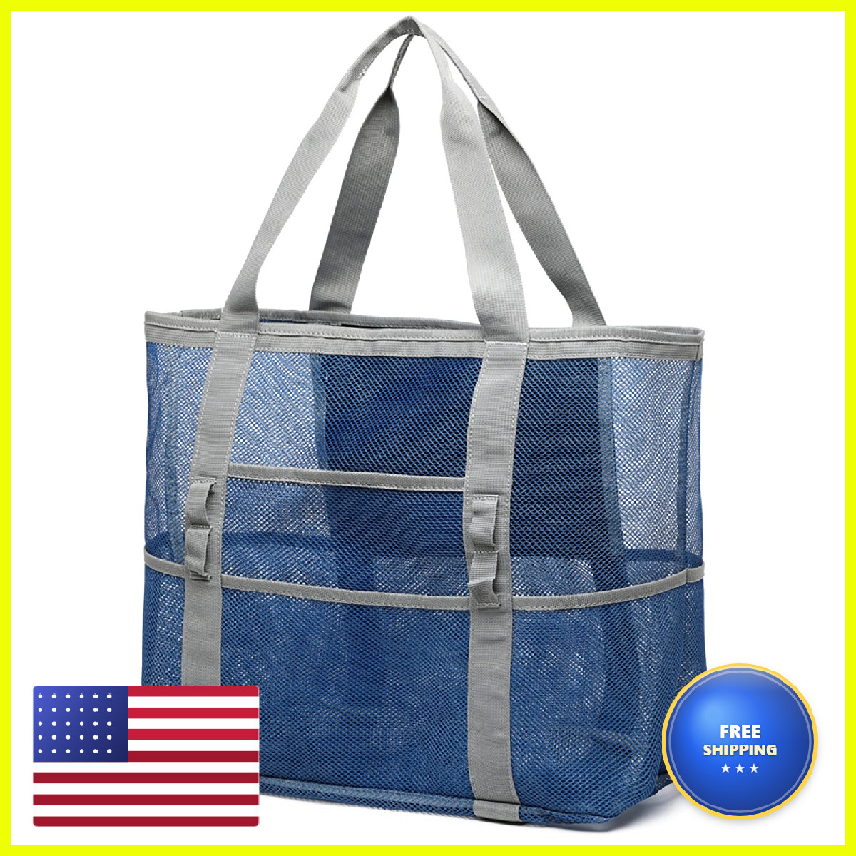F-Color Mesh Bag – Toys Tote Bag 9 Pockets For Swim Pool Cruise