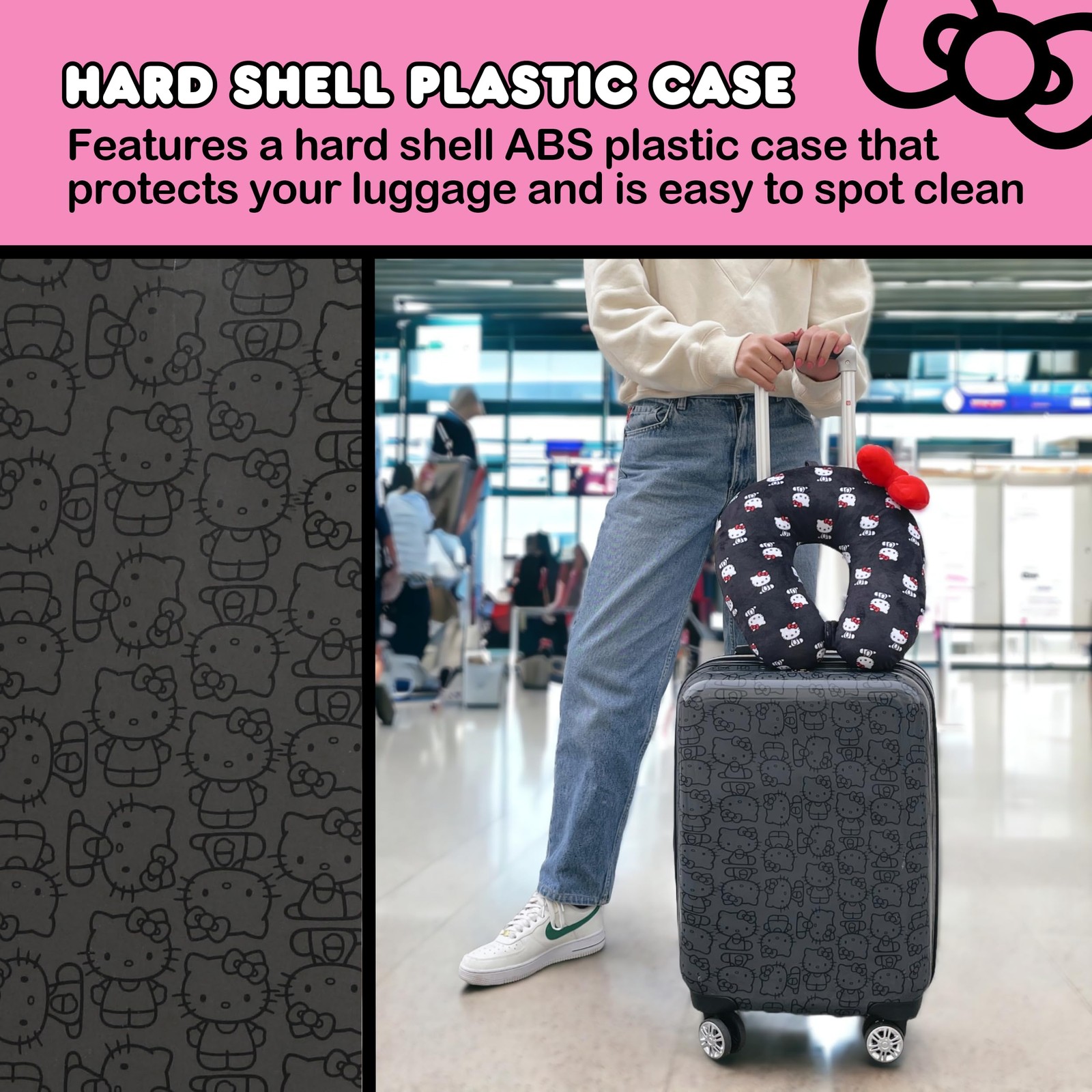 FUL Hello Kitty 21″ Carry On Luggage Printed Hardshell Spinner Suitcase
