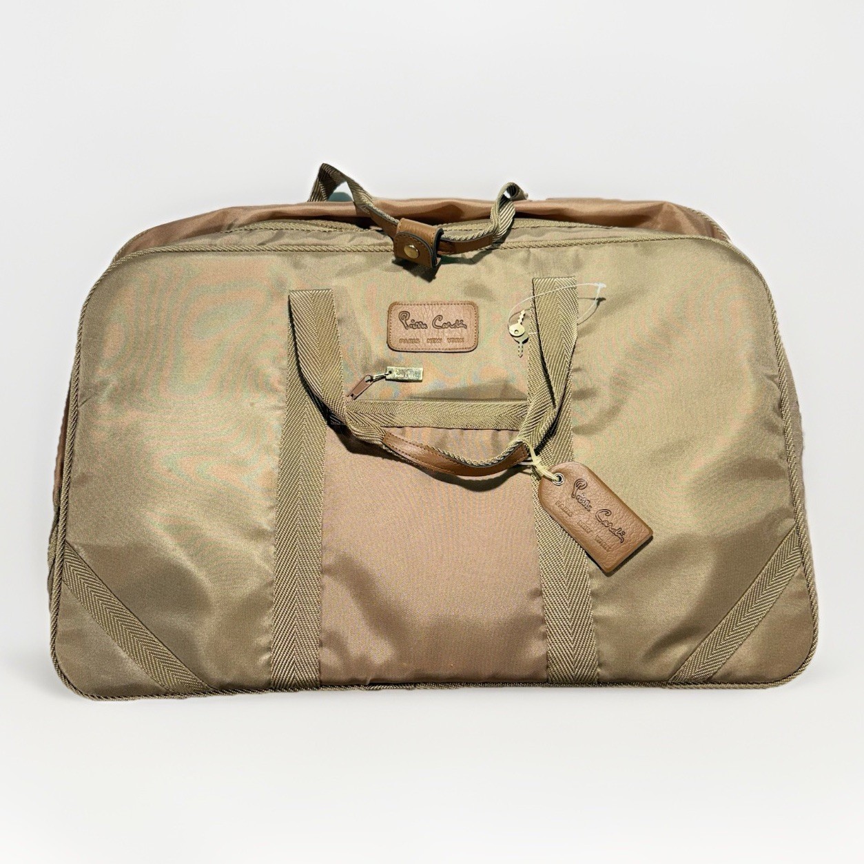 Vintage Pierre Cardin 5 Piece Nesting Luggage Set Tan Nylon With Keys Travel