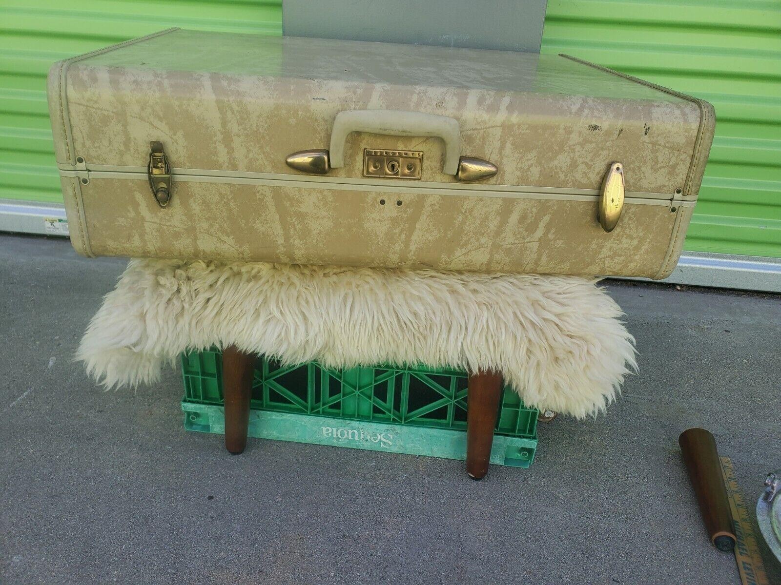 Vtg Samsonite Suitcase Desk Coffee Table Convertible MCM 2 Leg Sets 16″ & 7″ DIY
