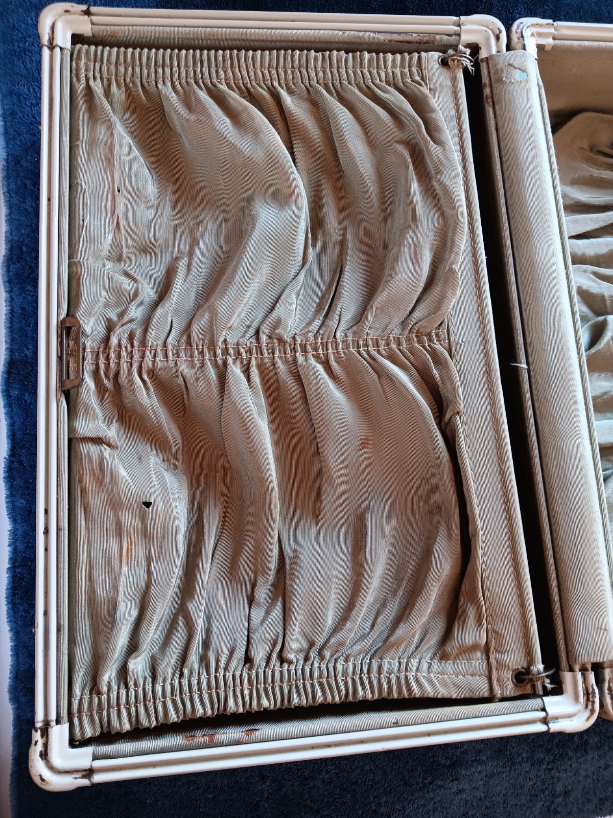 VTG 1950s Samsonite Shwayder KEY Mrble Cream Suitcase Luggage 4521 15″ x 10 x 7