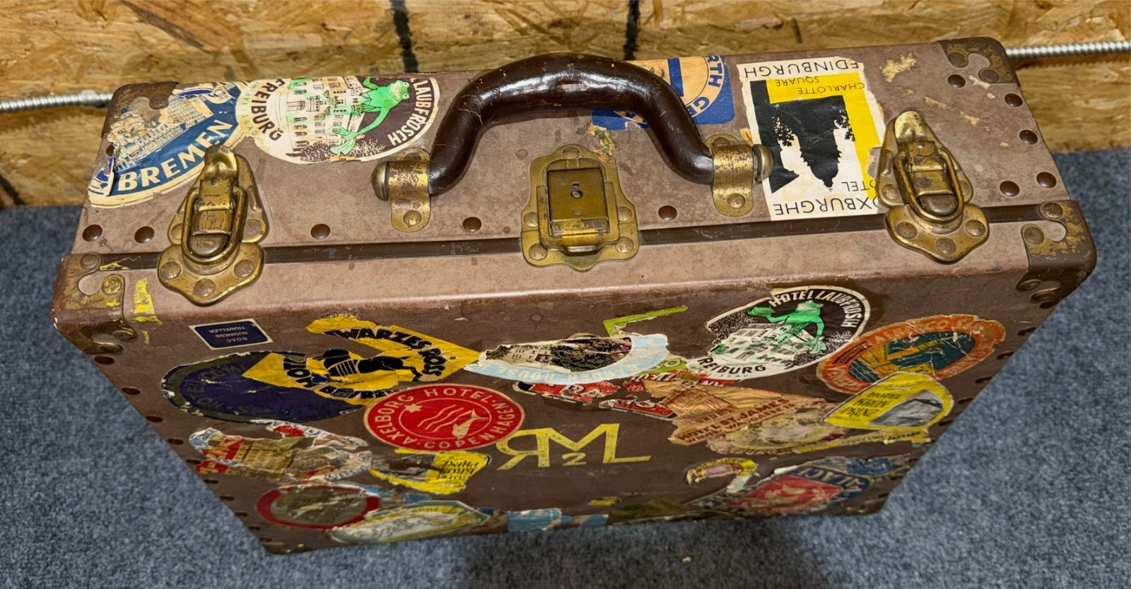 Antique Vintage Davis Sample Case Pair with Traveling Stickers