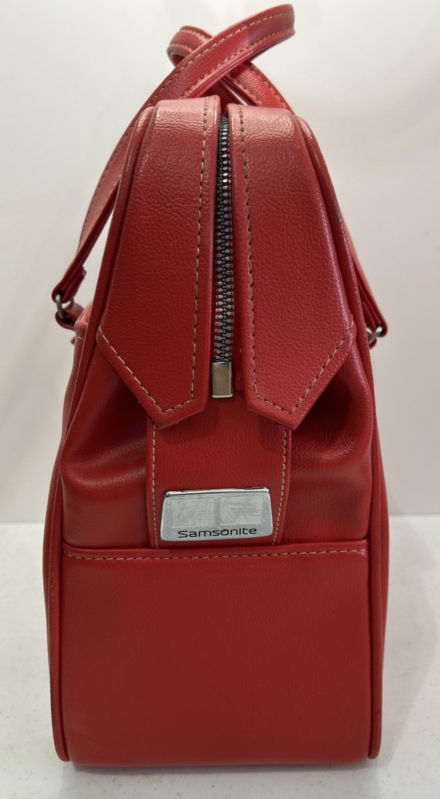 Vintage Samsonite Silhouette Salmon Red Carry On Weekender Tote Luggage Bag