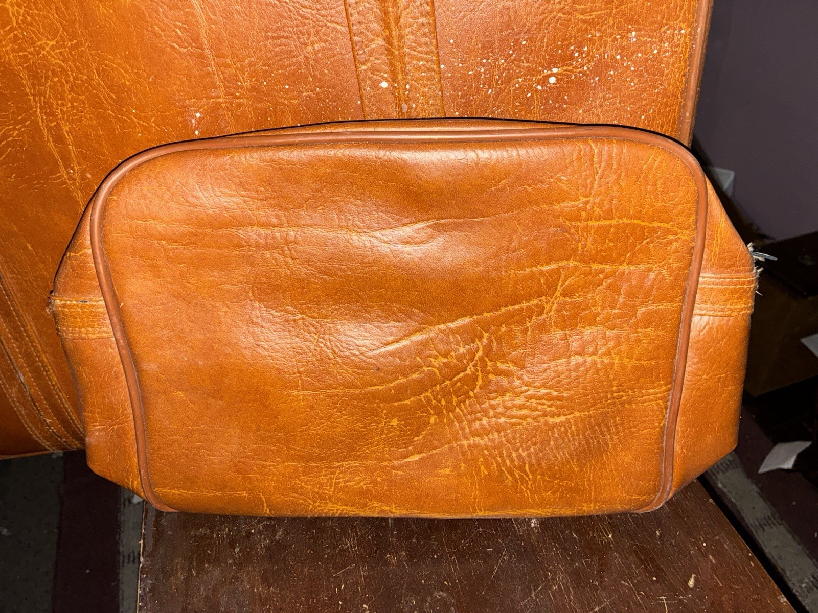 World Traveler Vintage Brown Leather Luggage Set 2 Piece