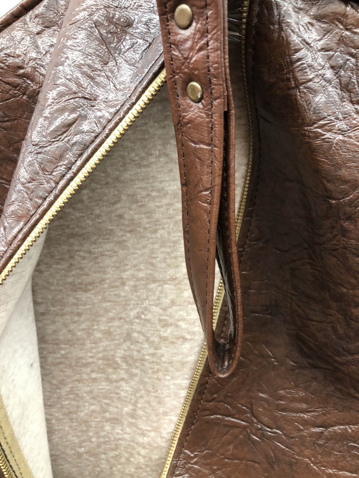 Vintage Vegan Leather MCM Garment Bag Brown Travel Carry On Suit Offset Zipper