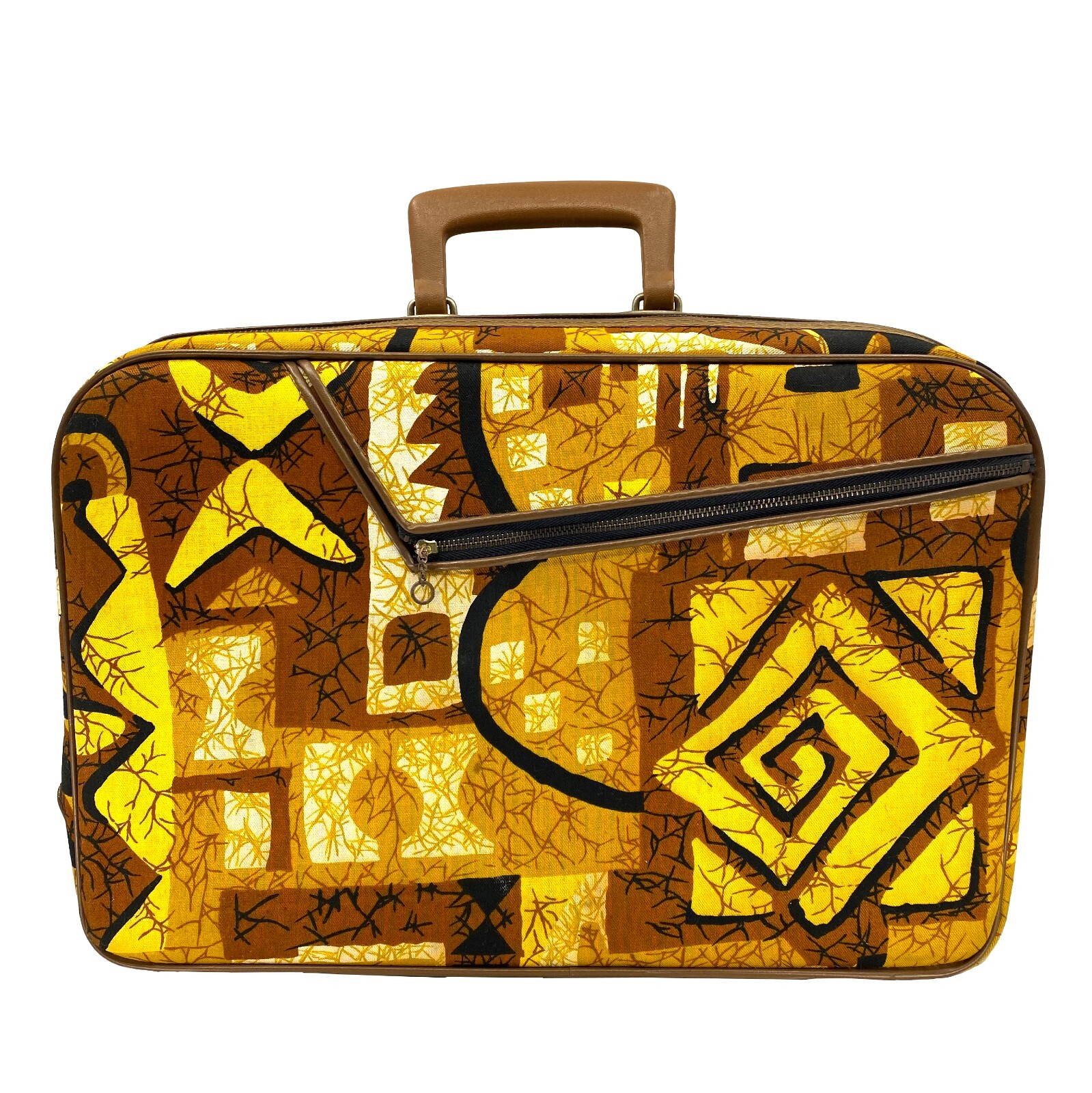 Vintage 1960 Abstract Mod Fabric 3 pc Travel Luggage Suitcase Japan Bag Bazaar
