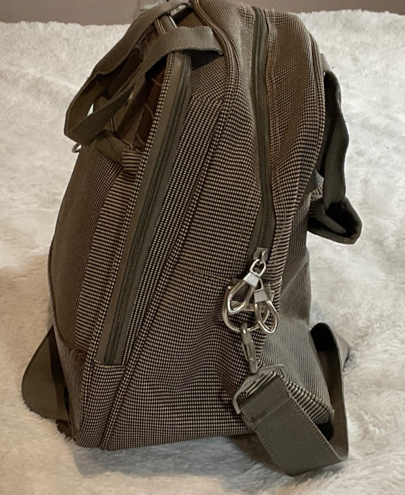 Olympia Vintage Travel Tote Bag – Brown Tweed with Faux Crocodile Trim
