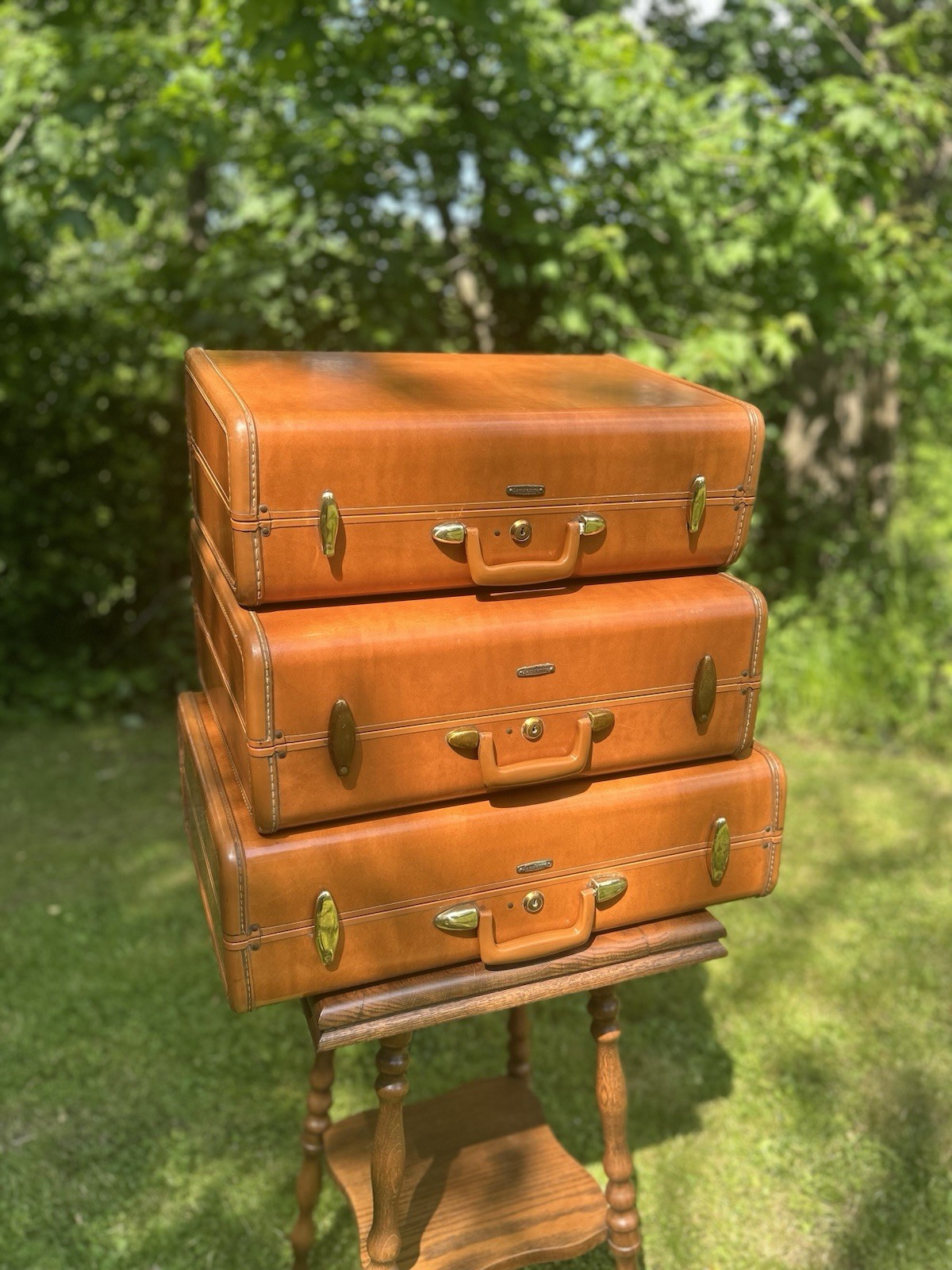 GORGEOUS VINTAGE SAMSONITE! Hardside Luggage Set-3 Camel Color By SHWAYDER BROS