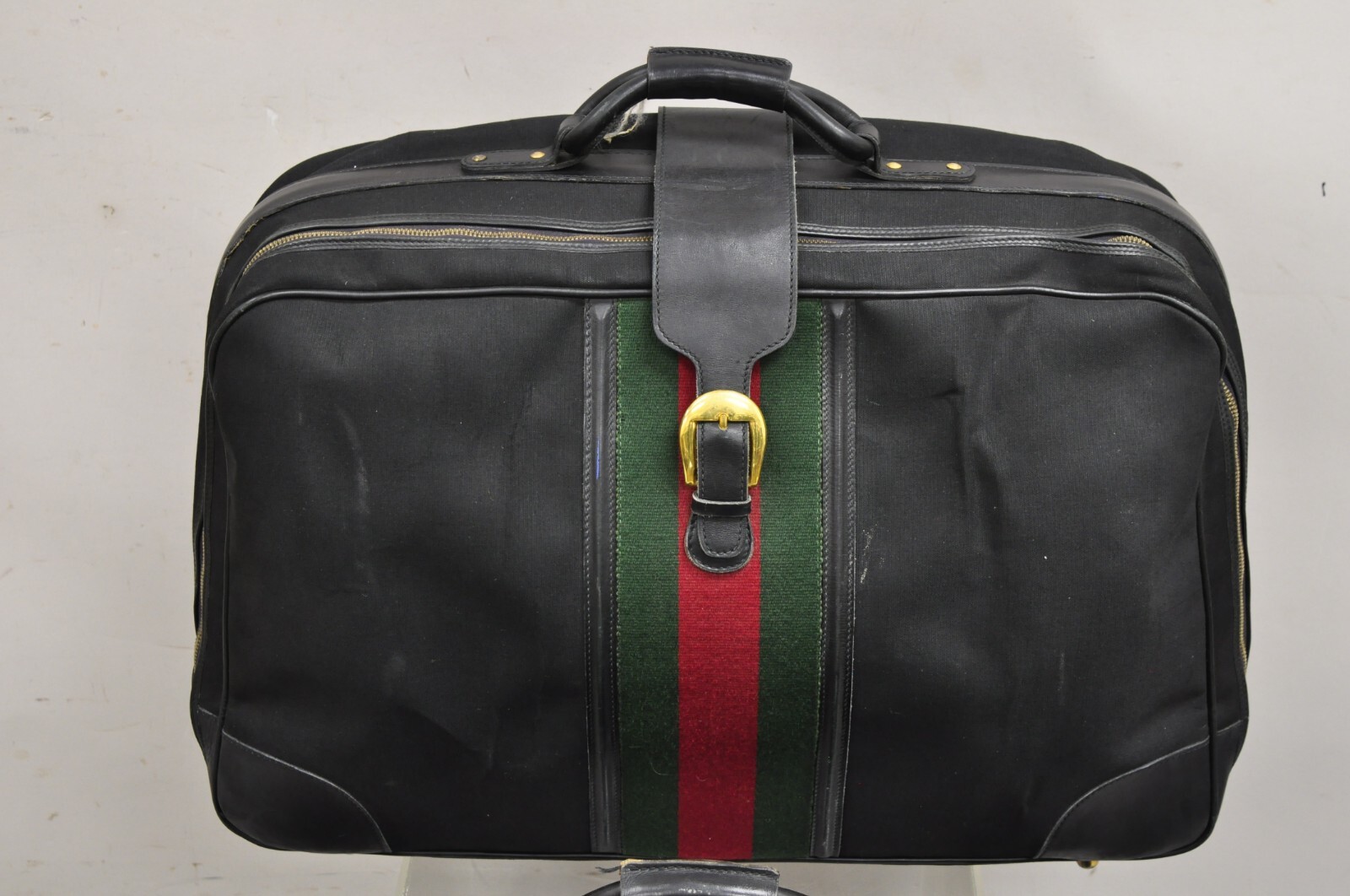 Vintage Gucci Black Canvas and Leather Suitcase Luggage His and Hers Set – 2 Pcs
