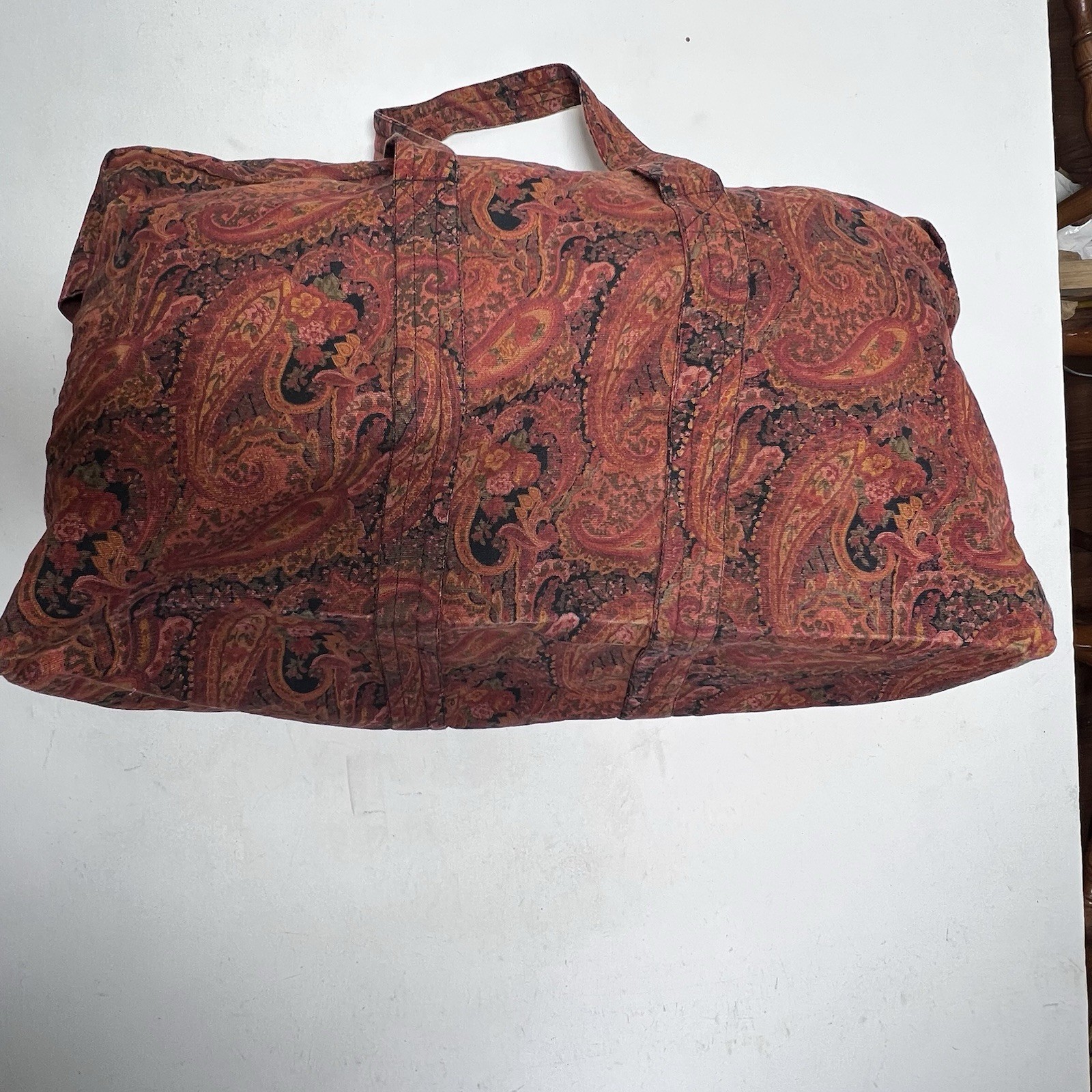 Rare Vintage J. Peterman Large Paisley Garment Bag Weekender Travel 1990s Boho