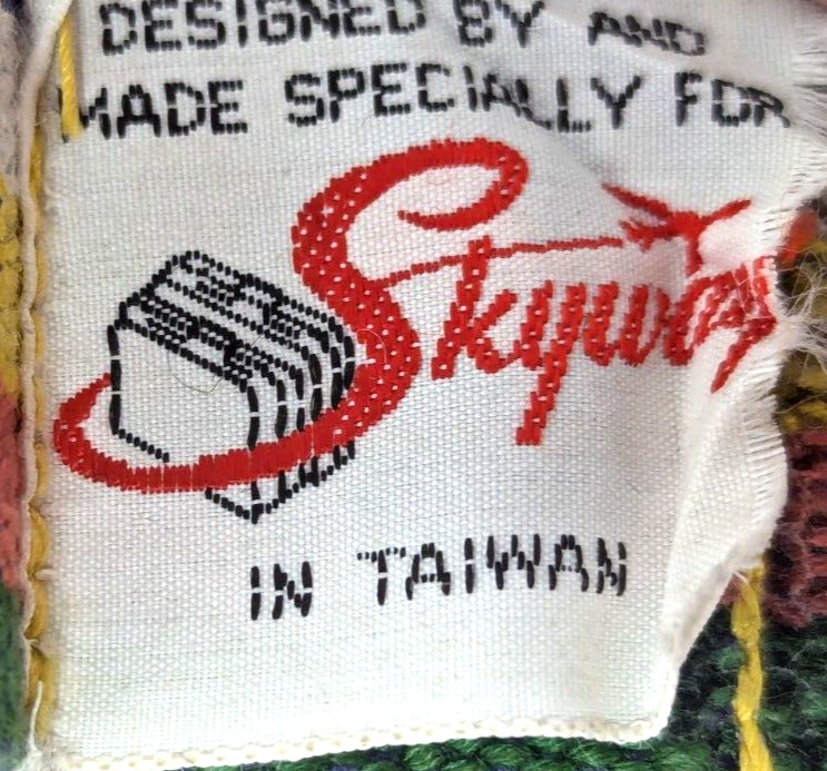 Rare Vintage Skyway Airline Multicolor Woven Fabric Luggage Strap Taiwan