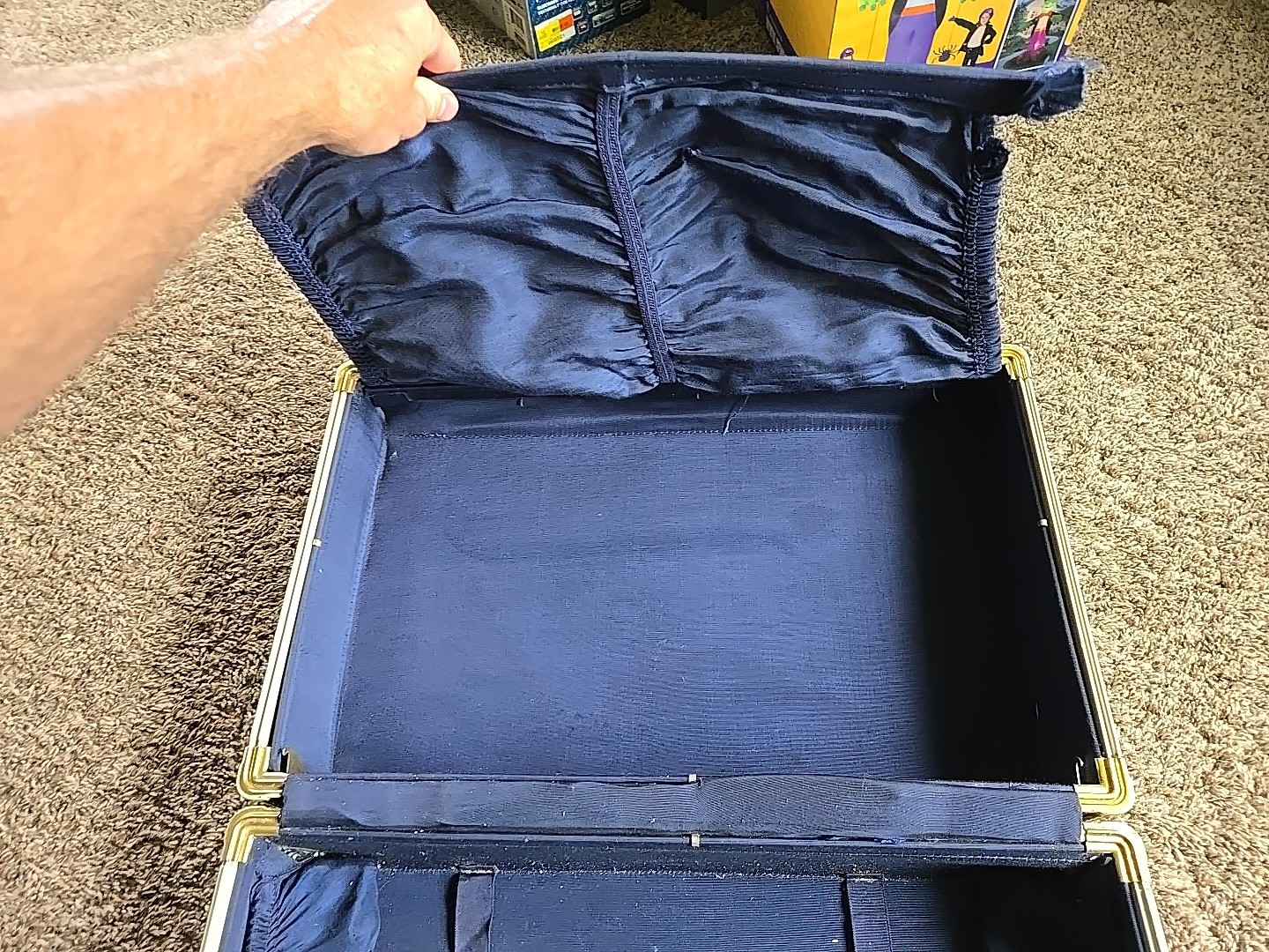 VTG 1950s Samsonite Shwayder Bros Hard Shell Suitcase Blue Marble, No Key