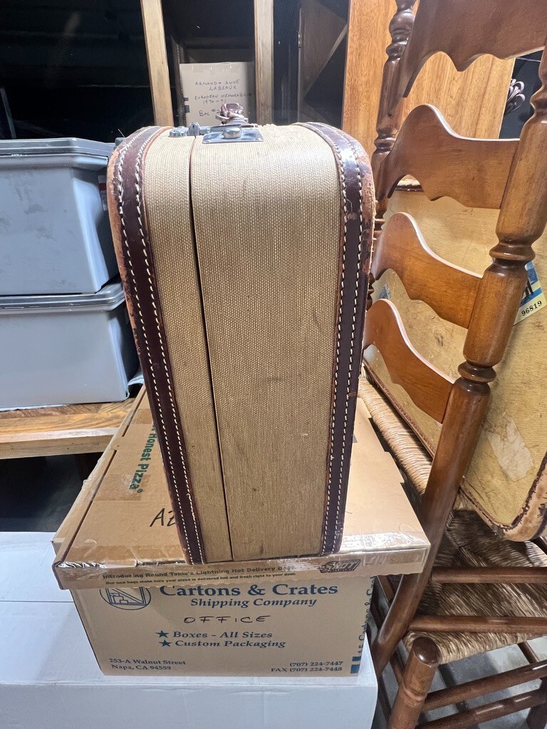 2 – 1940’s Vintage Suite Cases – both with OG travel inspection stickers