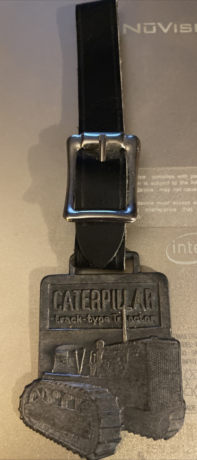 Vintage CAT Caterpillar Track Type Tractors Watch FOB / Suitcase Bag Tag EUC