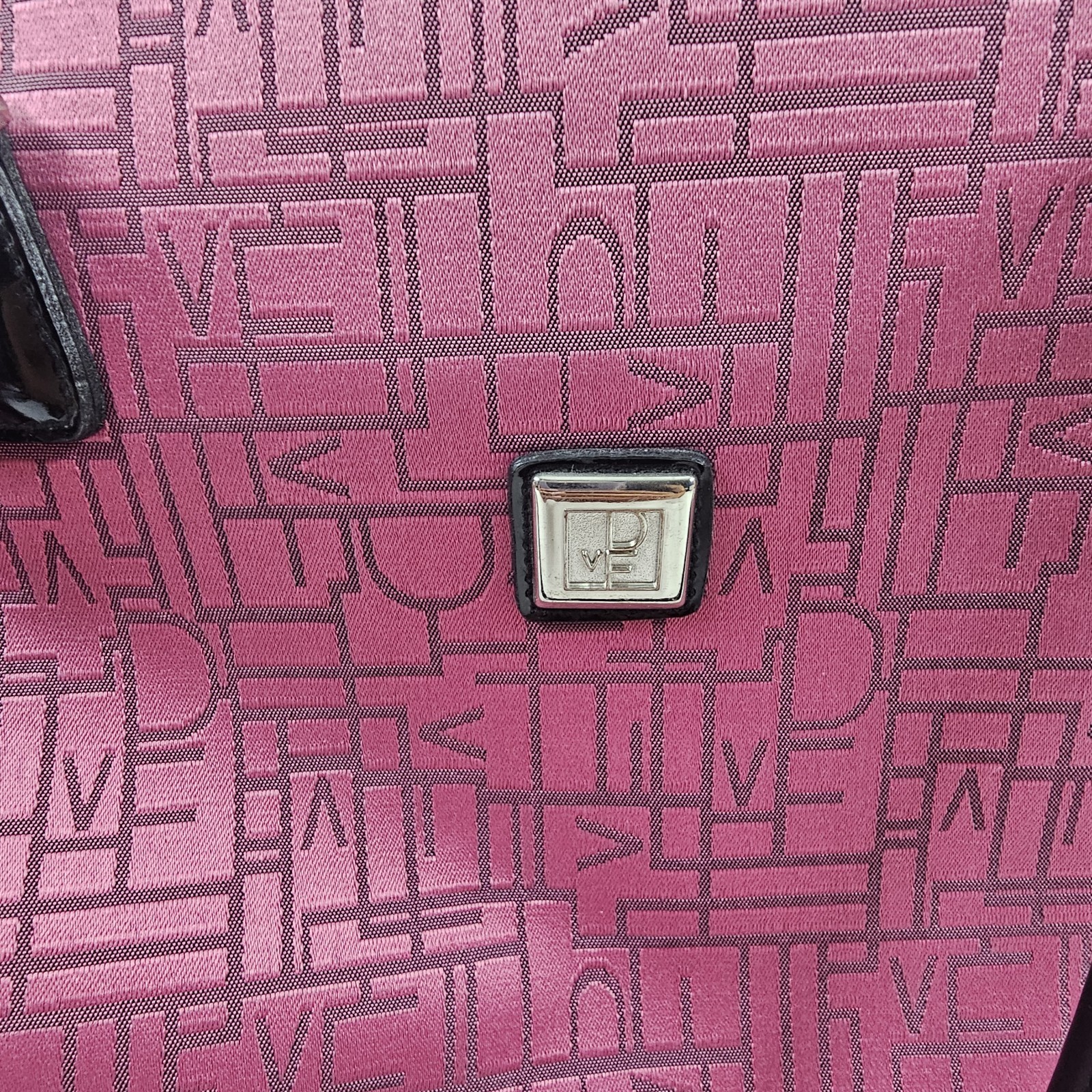 DVF Diane Von Furstenberg Fuschia Black Patent Carry On Overnight Luggage Bag