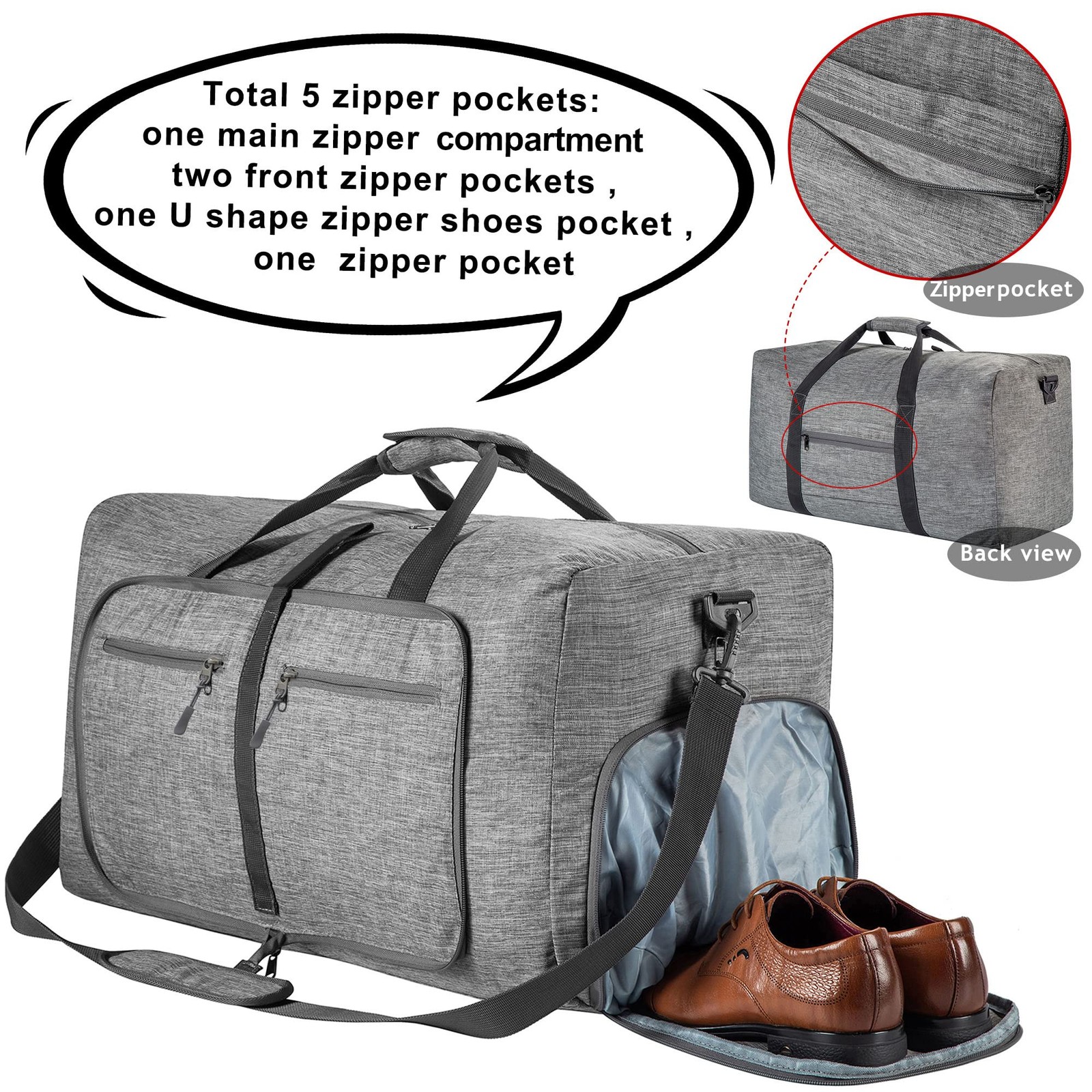 Vomgomfom Travel Duffle Bag For Men 65L 85L 115L Foldable Travel Duffel Bag