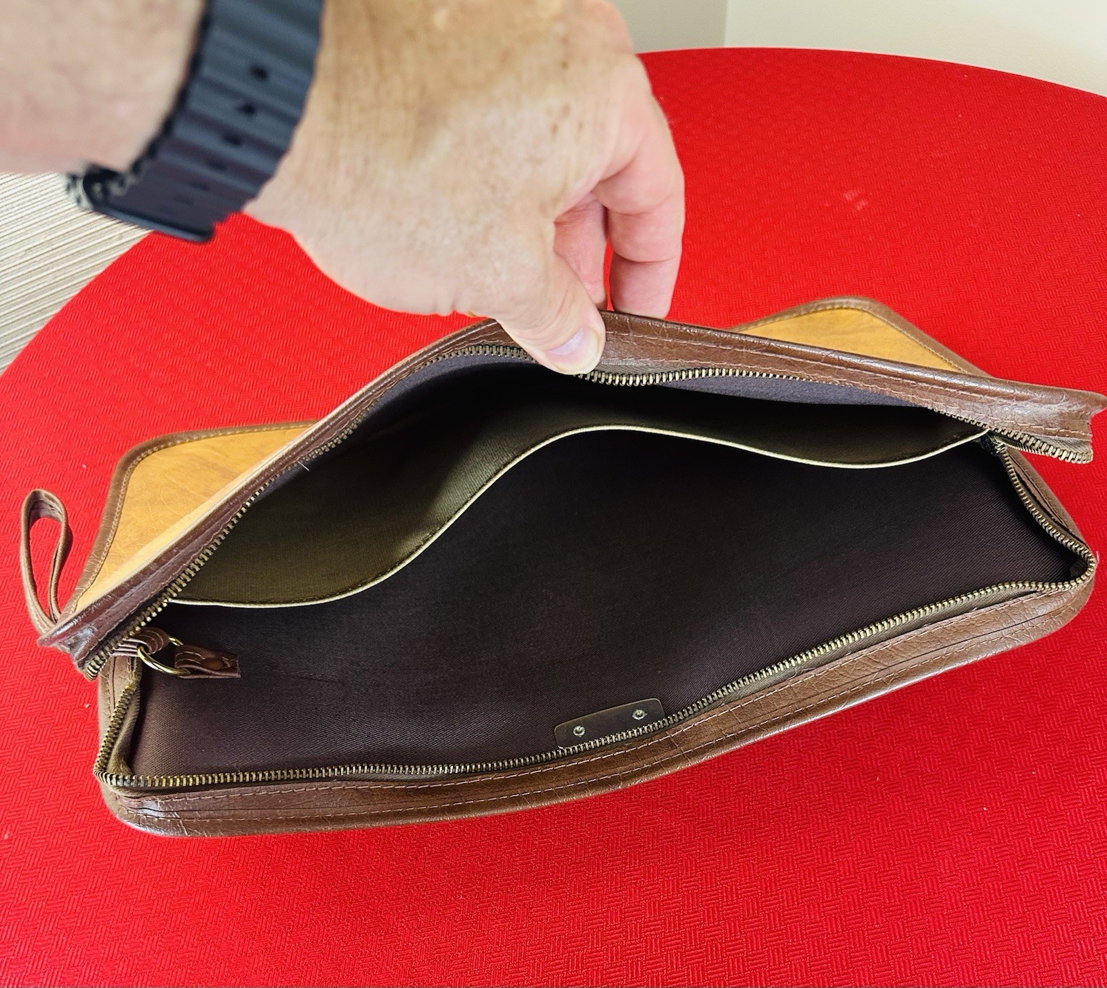 Vtg Samsonite Leather Vinyl Computer Bag 15.5×10.5 Robin Zip Portfolio USA 1970s