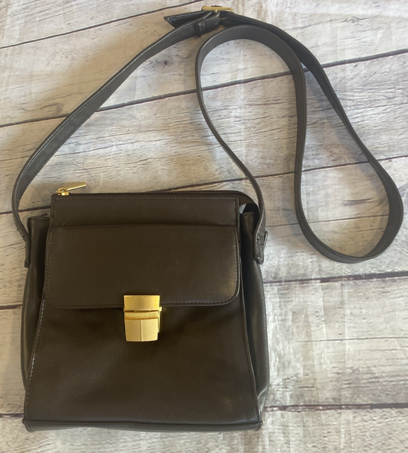 Vintage Samsonite Crossbody Bag Travel Unisex Locking Zipper Brown Buckle Lined