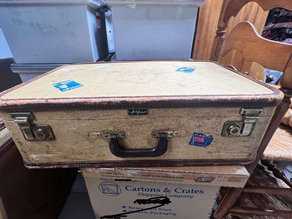 2 – 1940’s Vintage Suite Cases – both with OG travel inspection stickers