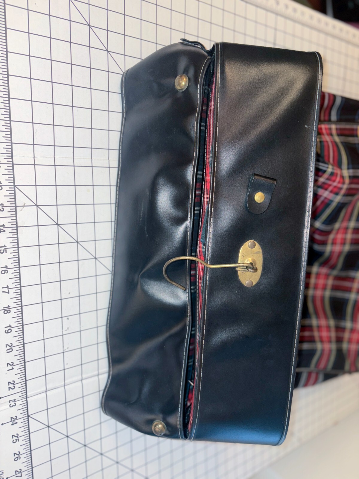 Vintage Tartan Plaid Hanging Suit Garment Bag – Leather Handle Original Hardware