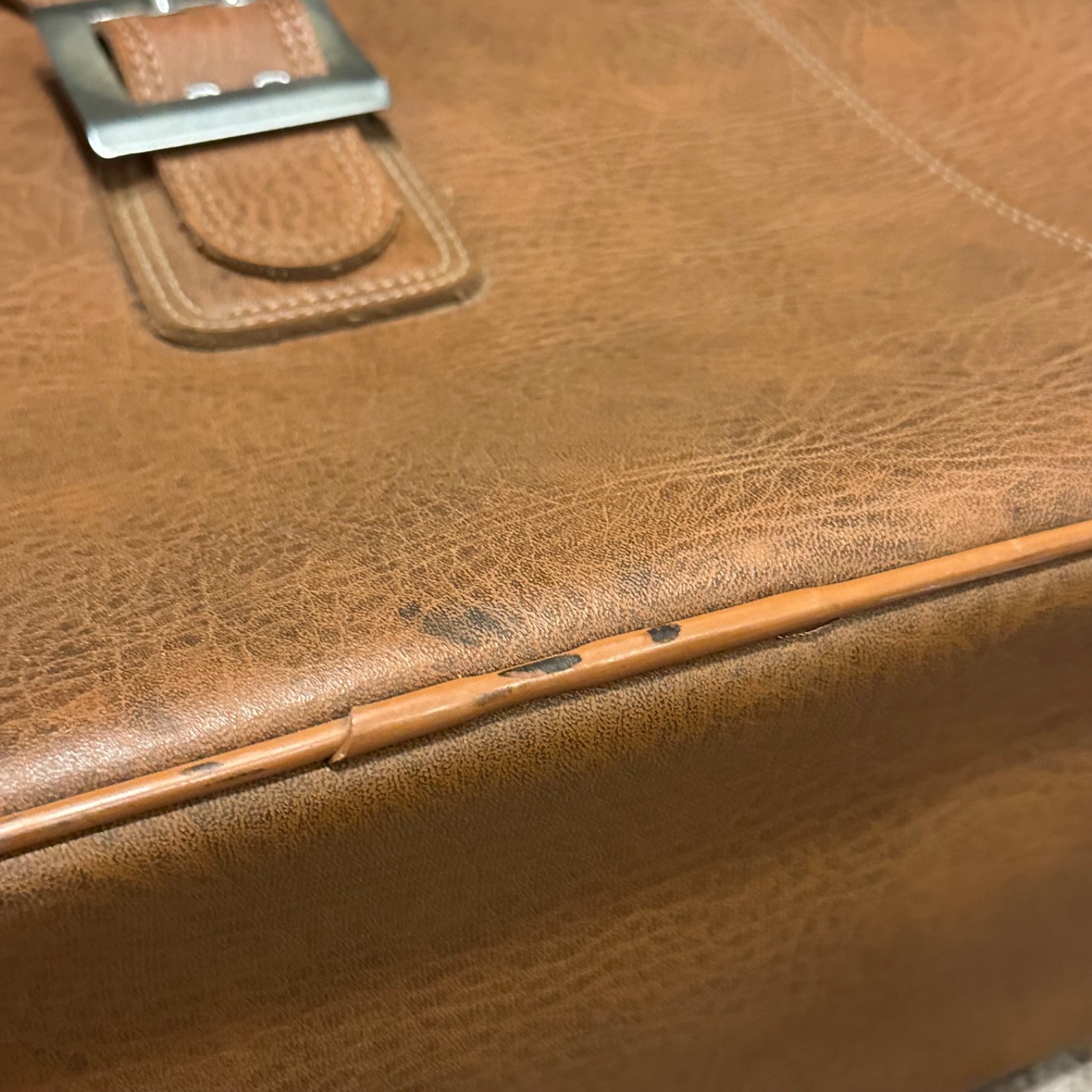 Vintage Meridian Suitcase Brown Textured With Buckle and Handle In Great Shape