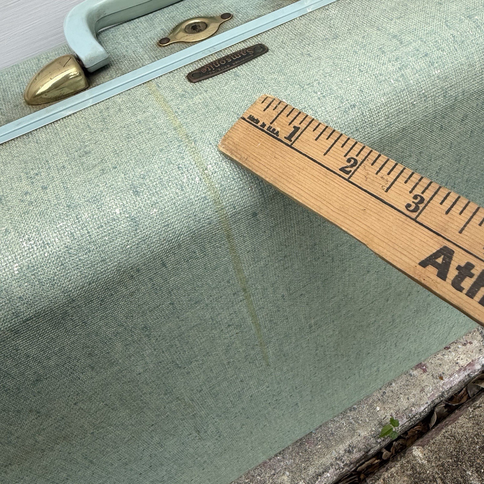 Vintage Samsonite Hardcover Teal Blue Suitcase 4221 Prop No Key NEEDS TLC