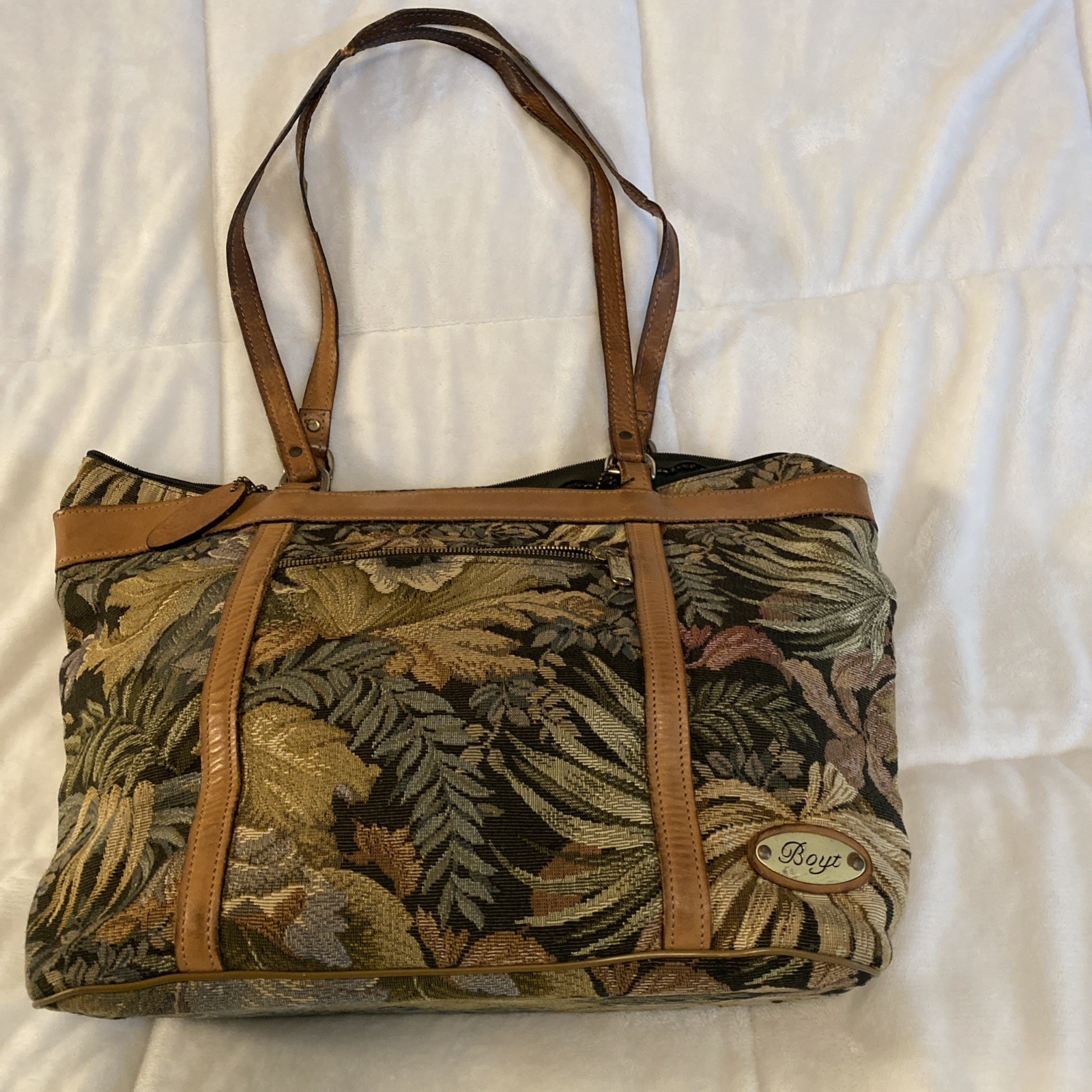 BOYT Tapestry Carry On Luggage Travel Bag Satchel Beautiful Vintage READ