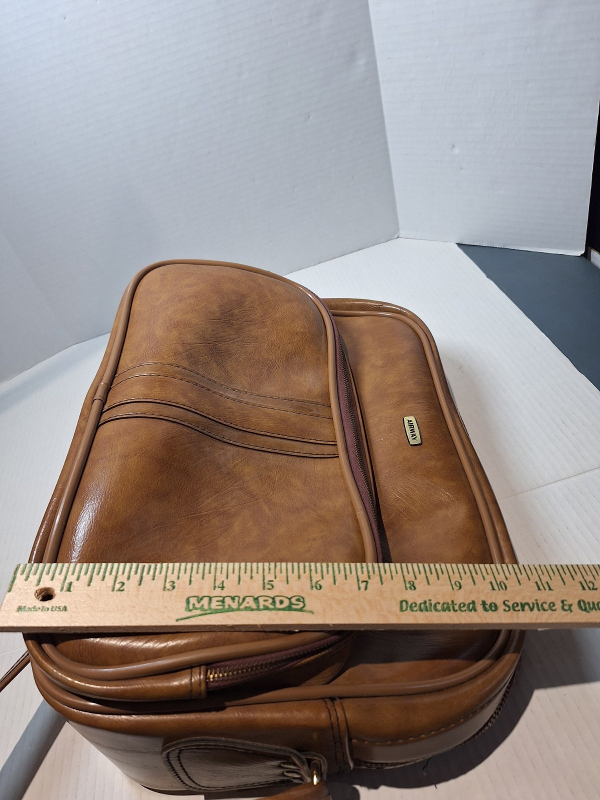Airway Vintage Brown Leather Luggage Breifcase carry-on Suitcase Shoulder Bag
