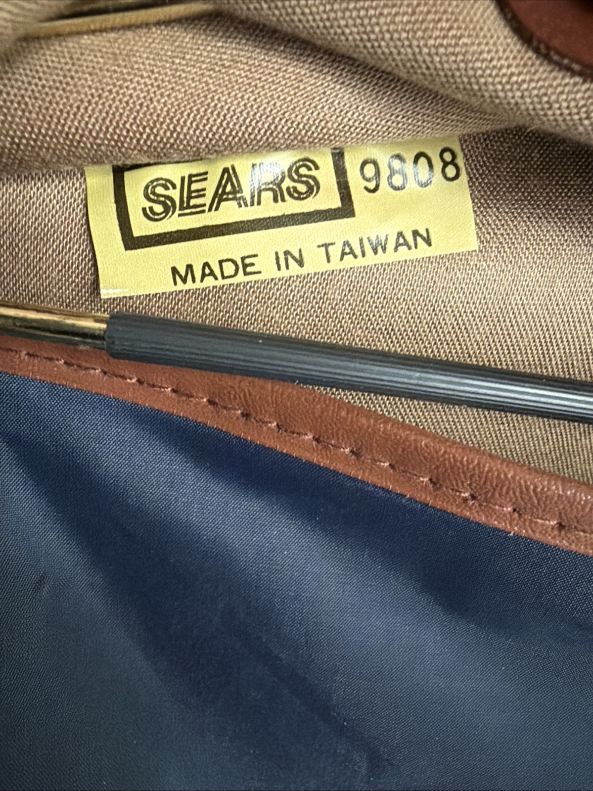 Vintage Sears Brown Faux Leather Garment Bag With Zipper And Buttons